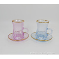 custom colored small glass cup with plate set